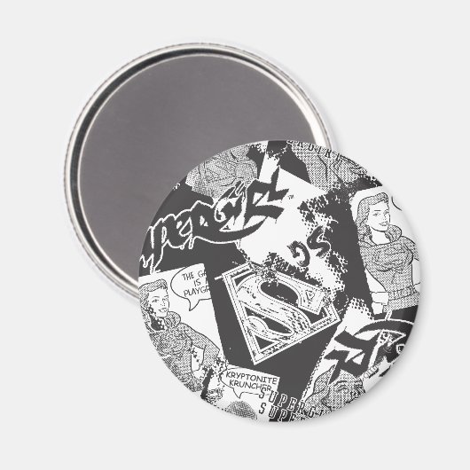 Supergirl Black en White Collage Magneet (Voorkant / Achterkant)