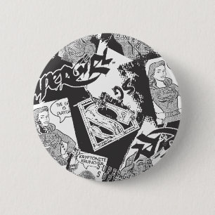 Supergirl Black en White Collage Ronde Button 5,7 Cm