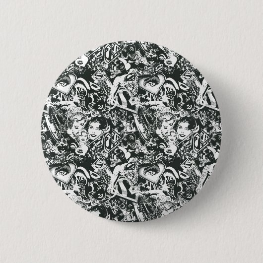 Supergirl Black en White Collage Ronde Button 5,7 Cm (Voorkant)
