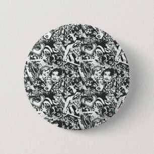 Supergirl Black en White Collage Ronde Button 5,7 Cm