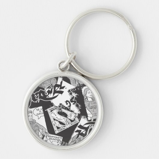 Supergirl Black en White Collage Sleutelhanger (Voorkant)