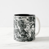 Supergirl Black en White Collage Tweekleurige Koffiemok (Voorkant rechts)