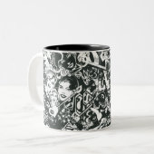 Supergirl Black en White Collage Tweekleurige Koffiemok (Voorkant links)
