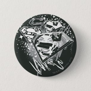 Supergirl Black en White Ronde Button 5,7 Cm