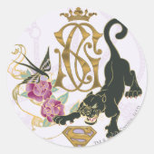 Supergirl Black Panther Ronde Sticker (Voorkant)