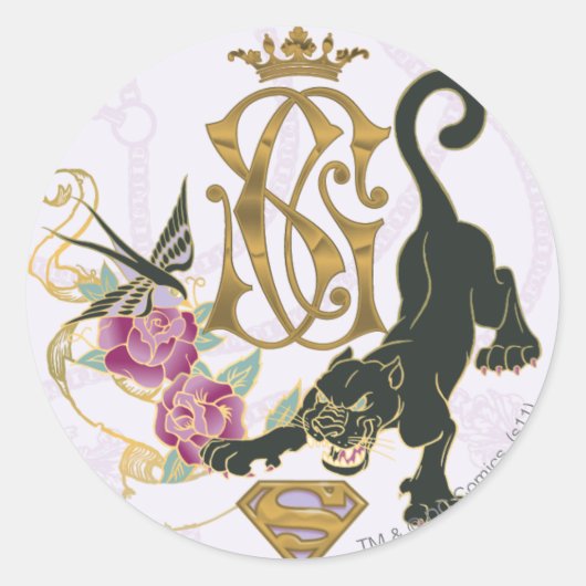 Supergirl Black Panther Ronde Sticker (Voorkant)