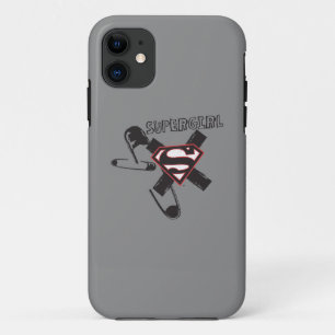 Supergirl Black Safety Pins iPhone 11 Hoesje