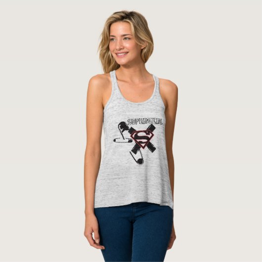 Supergirl Black Safety Pins Tanktop (Volledige Voorkant)