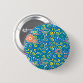 Supergirl - Blauw patroon Ronde Button 5,7 Cm (Voorkant /achterkant)