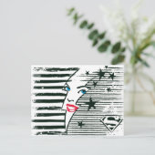 Supergirl bliksem met gezicht briefkaart (Staand voorkant)