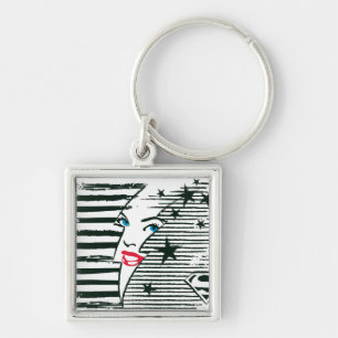 Supergirl bliksem met gezicht sleutelhanger