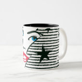 Supergirl bliksem met gezicht tweekleurige koffiemok (Voorkant rechts)