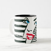 Supergirl bliksem met gezicht tweekleurige koffiemok (Voorkant links)