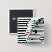 Supergirl bliksem met gezicht vierkante button 5,1 cm (Voorkant /achterkant)