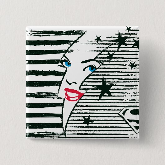 Supergirl bliksem met gezicht vierkante button 5,1 cm (Voorkant)