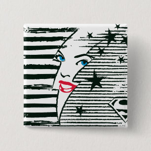 Supergirl bliksem met gezicht vierkante button 5,1 cm