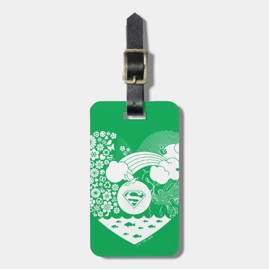 Supergirl Bloemen Vrede Hart Grafisch Bagagelabel (Voorkant verticaal)
