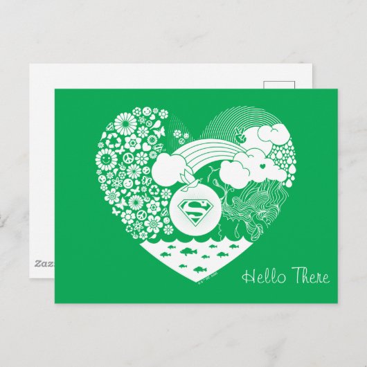 Supergirl Bloemen Vrede Hart Grafisch Briefkaart (Voorkant / Achterkant)