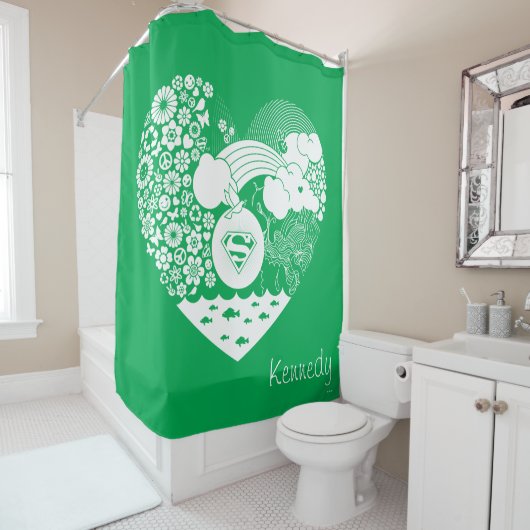 Supergirl Bloemen Vrede Hart Grafisch Douchegordijn (In situ)