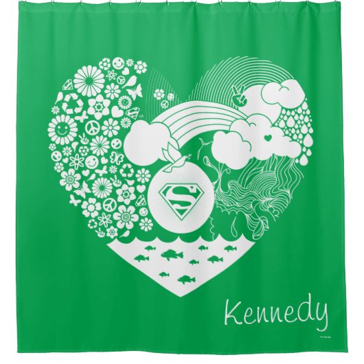 Supergirl Bloemen Vrede Hart Grafisch Douchegordijn (Voorkant)