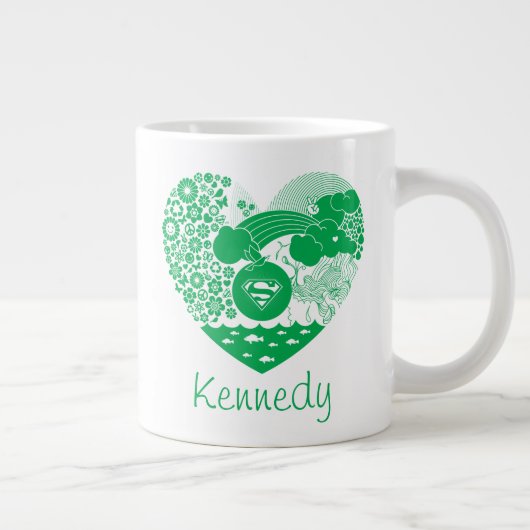 Supergirl Bloemen Vrede Hart Grafisch Grote Koffiekop (Rechts)