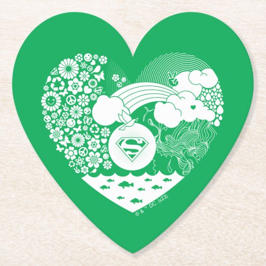 Supergirl Bloemen Vrede Hart Grafisch Kartonnen Onderzetters (Voorkant)