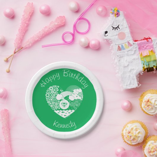 Supergirl Bloemen Vrede Hart Grafisch Papieren Bordje (Feest)