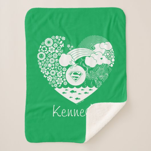 Supergirl Bloemen Vrede Hart Grafisch Sherpa Deken (Voorkant)