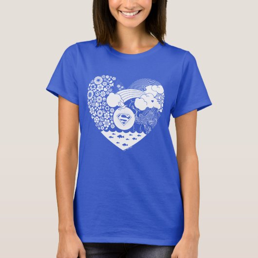 Supergirl Bloemen Vrede Hart Grafisch T-shirt (Voorkant)