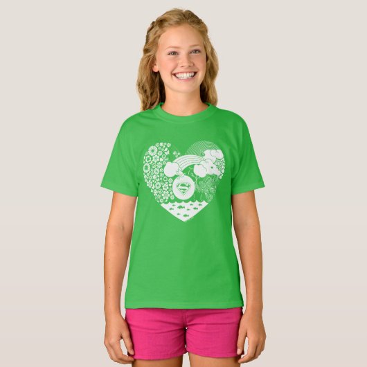 Supergirl Bloemen Vrede Hart Grafisch T-shirt (Voorkant volledig)