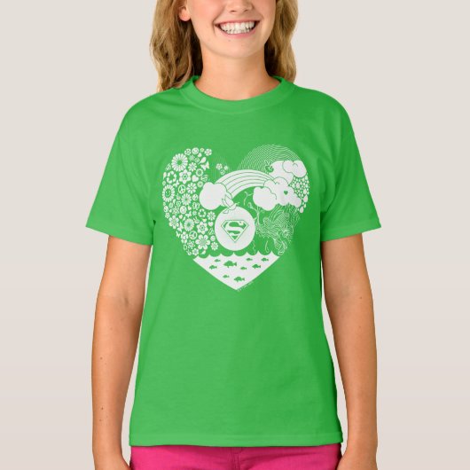 Supergirl Bloemen Vrede Hart Grafisch T-shirt (Voorkant)