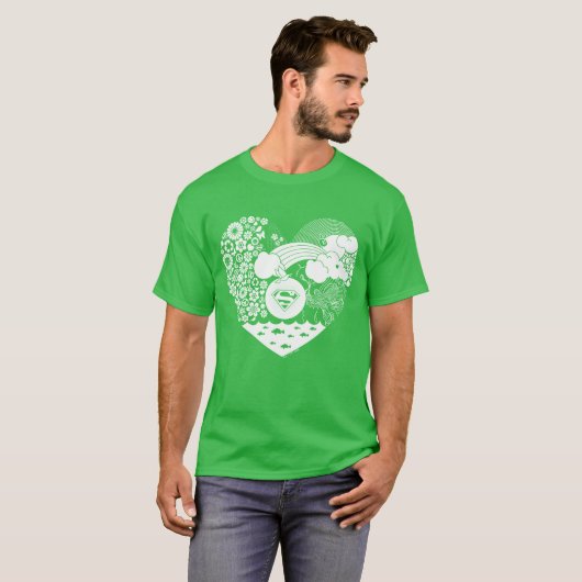 Supergirl Bloemen Vrede Hart Grafisch T-shirt (Voorkant volledig)