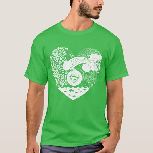 Supergirl Bloemen Vrede Hart Grafisch T-shirt (Voorkant)