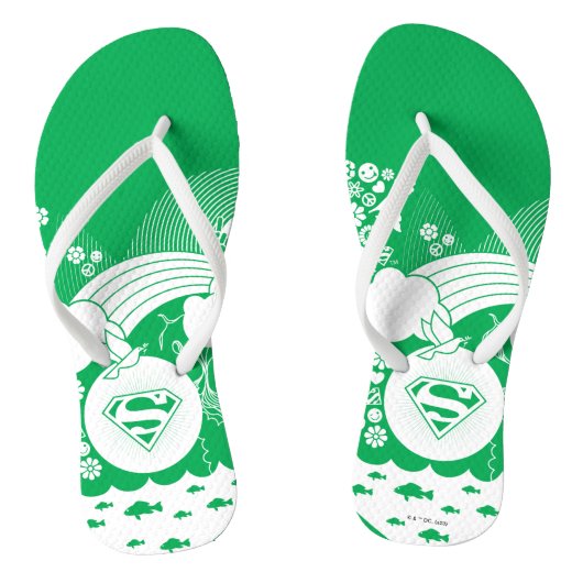 Supergirl Bloemen Vrede Hart Grafisch Teenslippers (Voetbed)