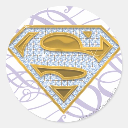 Supergirl Blue Jewels 2 Ronde Sticker (Voorkant)