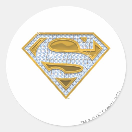 Supergirl Blue Jewels Ronde Sticker (Voorkant)