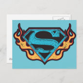 Supergirl Blue Logo met Flames Briefkaart (Voorkant / Achterkant)