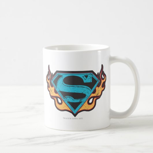Supergirl Blue Logo met Flames Koffiemok (Rechts)