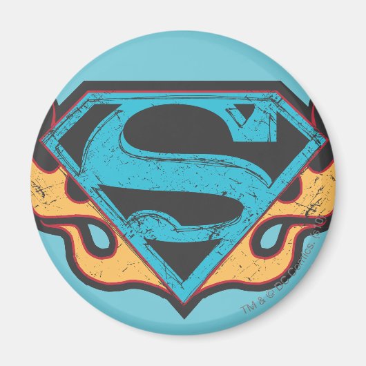 Supergirl Blue Logo met Flames Magneet (Voorkant)
