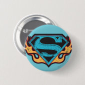 Supergirl Blue Logo met Flames Ronde Button 5,7 Cm (Voorkant /achterkant)