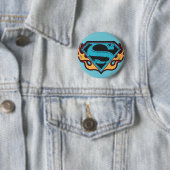 Supergirl Blue Logo met Flames Ronde Button 5,7 Cm (In situ)