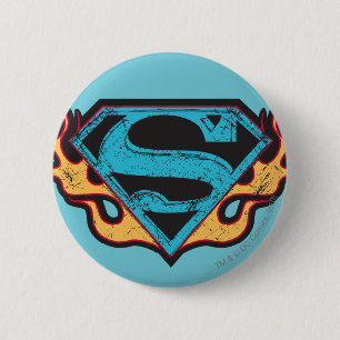Supergirl Blue Logo met Flames Ronde Button 5,7 Cm