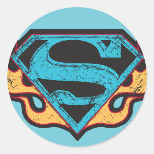 Supergirl Blue Logo met Flames Ronde Sticker