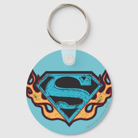 Supergirl Blue Logo met Flames Sleutelhanger (Voorkant)
