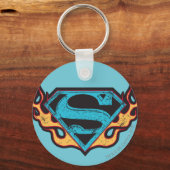 Supergirl Blue Logo met Flames Sleutelhanger (Voorkant)