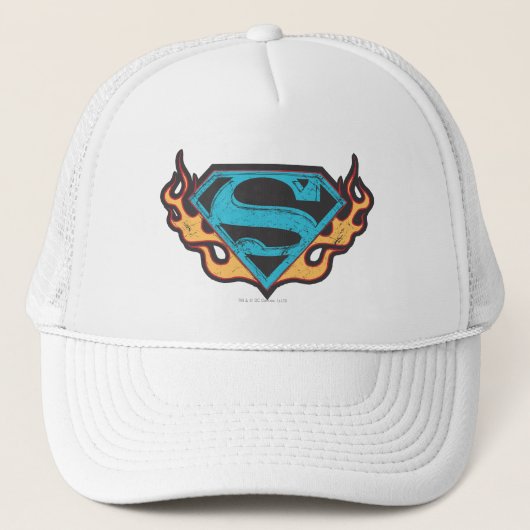 Supergirl Blue Logo met Flames Trucker Pet (Voorkant)