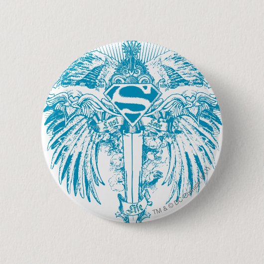 Supergirl Blue Wings Ronde Button 5,7 Cm (Voorkant)