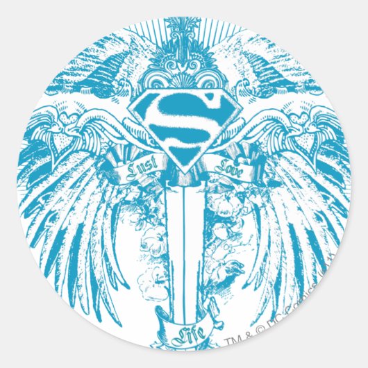 Supergirl Blue Wings Ronde Sticker (Voorkant)