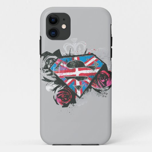 Supergirl Britse vlag en Rozen Case-Mate iPhone Case (Achterkant)