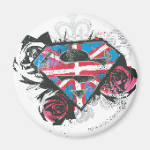 Supergirl Britse vlag en Rozen Magneet (Voorkant)